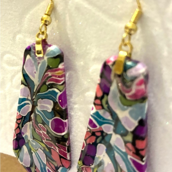 Colorful Abstract Earrings - Picture 2 of 3